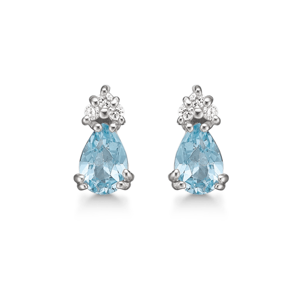 Silberohrringe rhodiniert mit blauem Topas und facettiertem Zirkonia.
