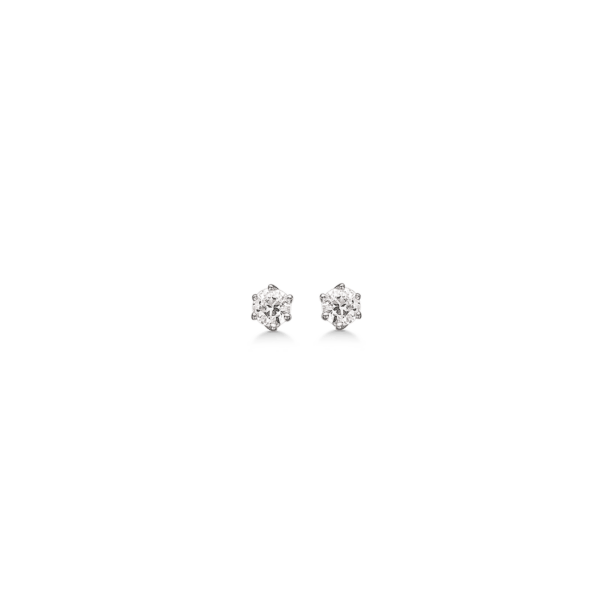 Silberne Ohrstecker rhodinierter facettierter Zirkonia in 6 Krallen.