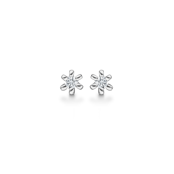 Silberne Ohrstecker rhodinierter facettierter Zirkonia in 6 Krallen. Abmessungen: 2,7 mm.