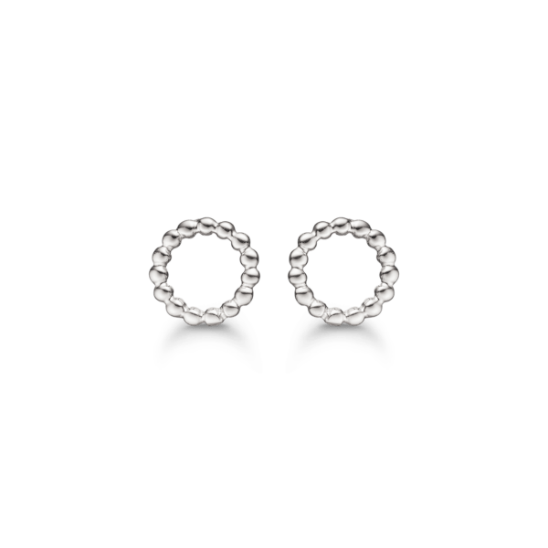 Silberohrringe rhodinierter Punktkreis. Abmessungen: 8 mm.
