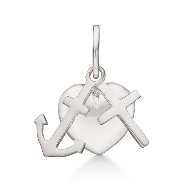 Silberanhänger Glaube, Hoffnung und Liebe. Abmessungen: 12 x 10 mm.