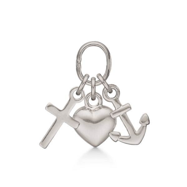 Silberanhänger Glaube, Hoffnung und Liebe. Abmessungen: 5 x 7 mm.