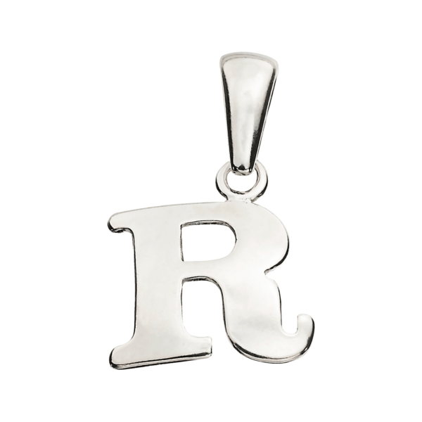 Silberanhänger Buchstabe R. Maße: 10 mm hoch.