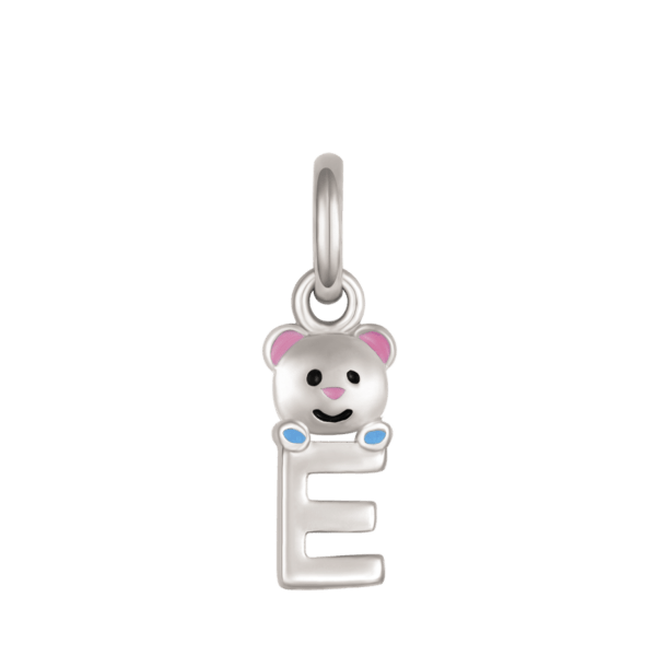 Silberanhänger Teddybär mit Buchstabe E