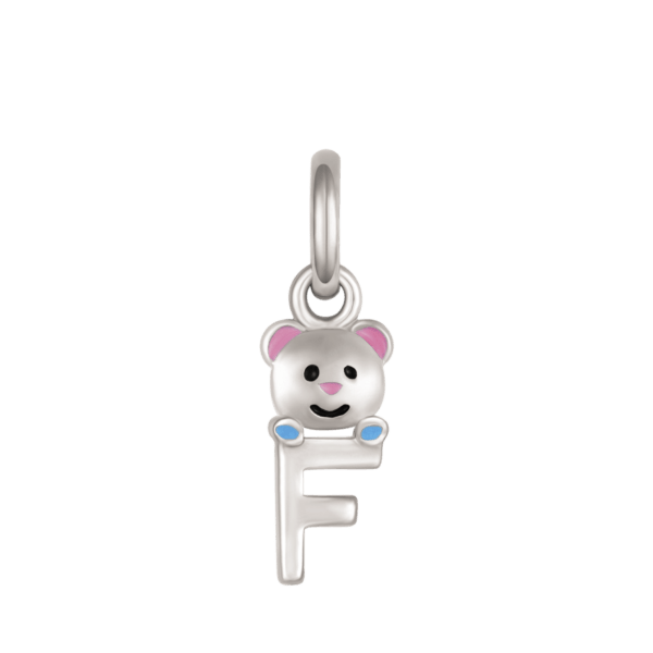 Silberanhänger Teddybär mit Buchstabe F
