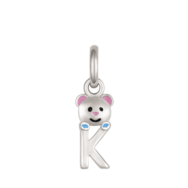 Silberanhänger Teddybär mit Buchstabe K