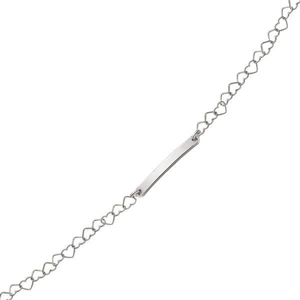 Silberarmband rhodinierte Herzkette mit Typenschild. Länge 17,4cm.