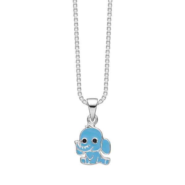 Silberanhänger Elefant mit blauer und schwarzer bleifreier Emaille