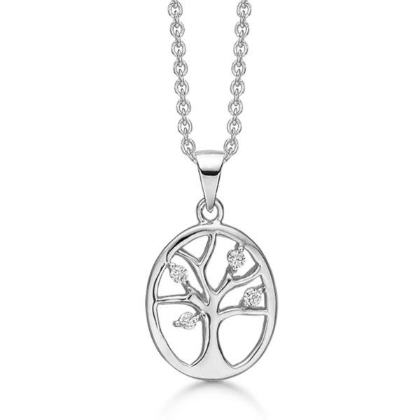 Arkandi Lebensbaum kette Silber mit Zirkoniasteinen - 42-45 cm