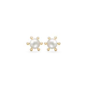 Perlenohrringe in Gold 6 mm.