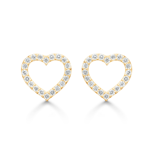 Arkandi Herz-Ohrstecker 8 Karat Gold mit Zirkonia-Steinen