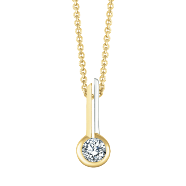 Anhängerkreis aus 8 kt Gold an 2 farbigen Stäbchen und einem Zirkonia