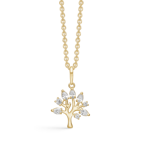 Arkandi Lebensbaum Kette aus 8 Karat Gold mit Zirkoniasteinen - 42-45 cm