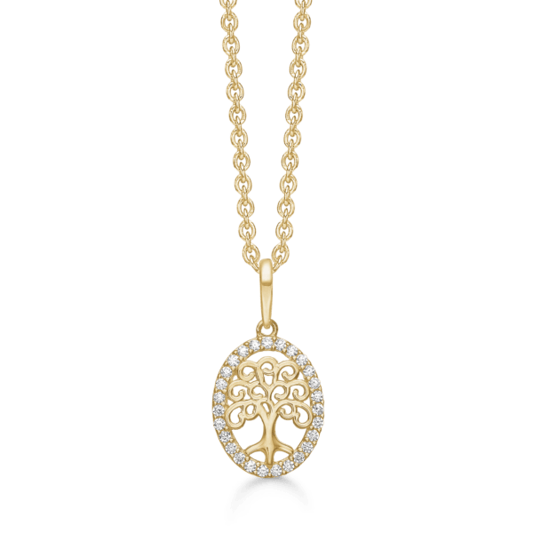 Arkandi Lebensbaumkette aus 8 Karat Gold mit Zirkoniasteinen - 42-45 cm