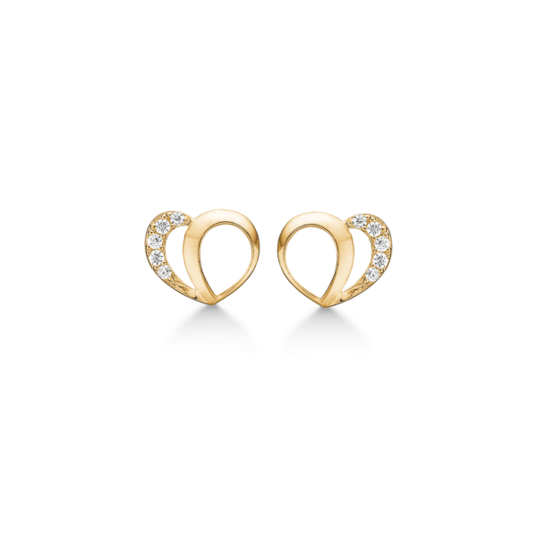 Arkandi Herzstecker aus 14 Karat Gold mit Zirkonia 6,65 x 7,94 mm.