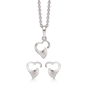 Arkandi Herz Schmuckset Halskette und Ohrringe in Silber 42-45 cm