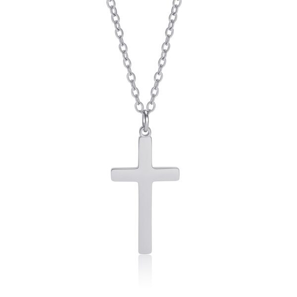 Wasserfeste Celestina: Silberne Kreuzkette für Damen, 15 x 26 mm, Gravur möglich