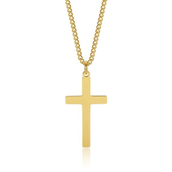 Wasserfeste Celestino-Kreuzkette für Herren, Gold, 15 x 26 mm. Gravur möglich.