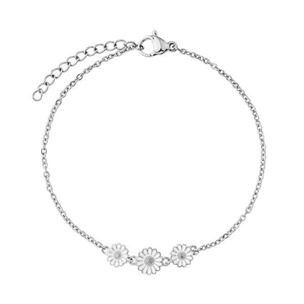 Copenhagen Smykker – Wasserfestes Gänseblümchen-Armband aus versilbertem Stahl (PVD) – verstellbar von 17–20 cm