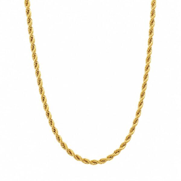 Wasserfeste Torc-Halskette, 3 mm – 18 Karat vergoldet (Seilkette) für Herren – 45, 50, 55, 60 cm