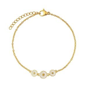 Copenhagen Smykker – Wasserfestes Marguerit-Armband, 18 Karat vergoldet (PVD), verstellbar von 17 bis 20 cm