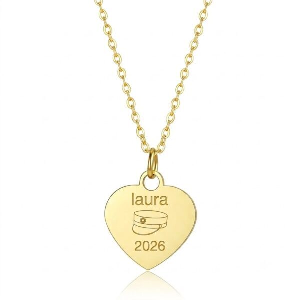 Halskette zum Schulabschluss – Wasserfeste Herzkette mit 18-Karat-Goldplattierung und kostenloser Gravur