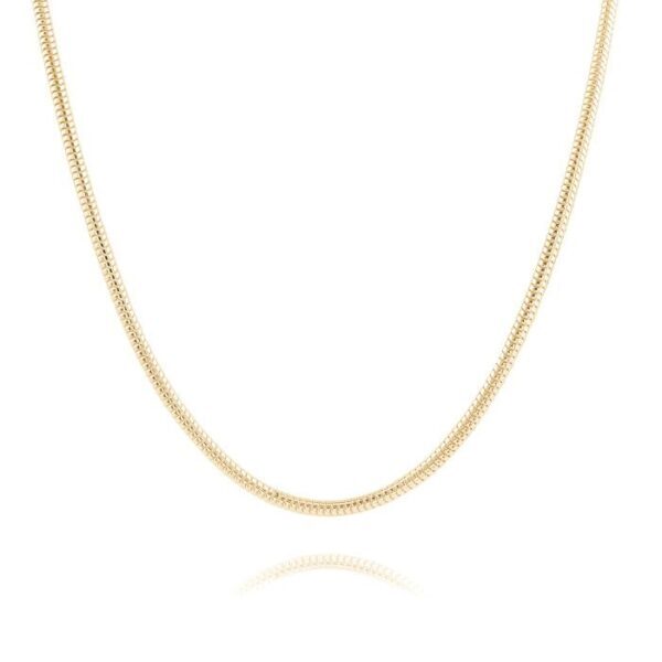 Vergoldete silberne Halskette (Runde Schlangenkette) für Damen – 45 cm