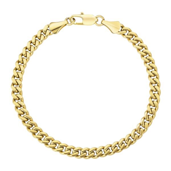 Wasserfestes Armband „Nero“ (5 mm): Vergoldet (Panzerkette) für Herren – 18, 19 21 cm