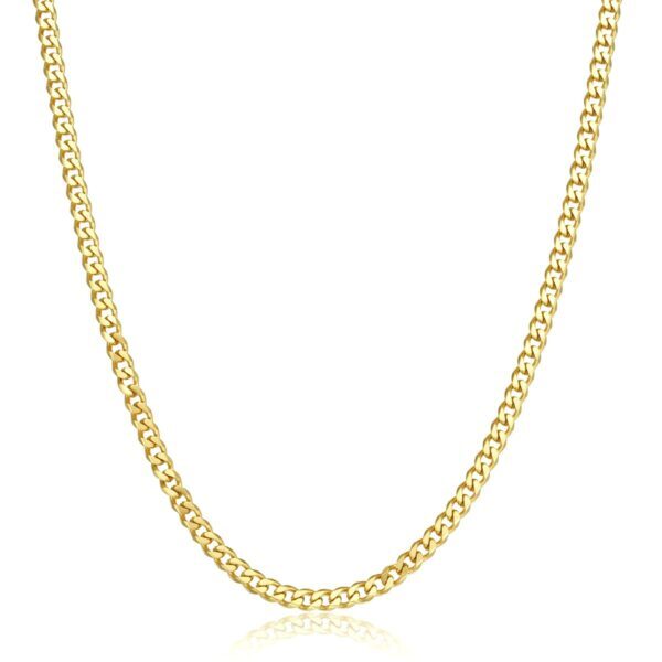 Wasserfest, Nero, 3 mm: Goldene Halskette (Panzerkette) für Herren – 45, 50, 55 oder 60 cm