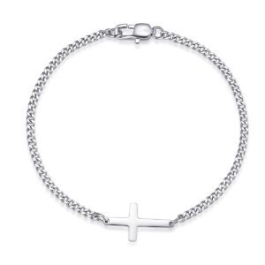Wasserfestes Celestino-Kreuzarmband aus Stahl mit echter Versilberung (PVD) für Herren – 19 x 10 mm