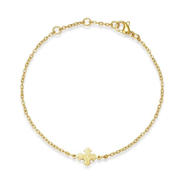 Wasserfestes Dagmarkreuz Armband aus Stahl mit 18-Karat-Goldplattierung (PVD) – 17 + 3 cm