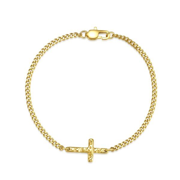 Wasserfestes Celestino-Kreuzarmband mit gehämmertem Muster, 18-Karat-Goldplattierung (PVD) für Herren – 19 x 10 mm