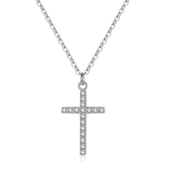 Lumi Wasserfest Cross Halskette für Damen, mit Zirkonia-Steinoberfläche, Silberbeschichtung (PVD)