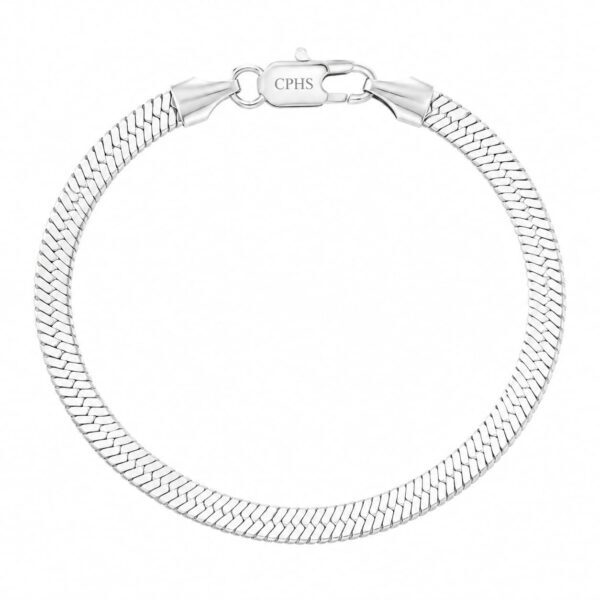 Wasserfestes, flaches Schlangenarmband in Silberoptik – 5 mm Stahl (16, 18 und 20 cm)