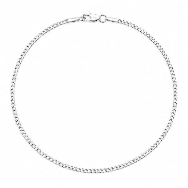 Wasserfestes Nero 2 mm: Silberarmband (Panzerdesign) für Herren – 18, 19 & 21 cm