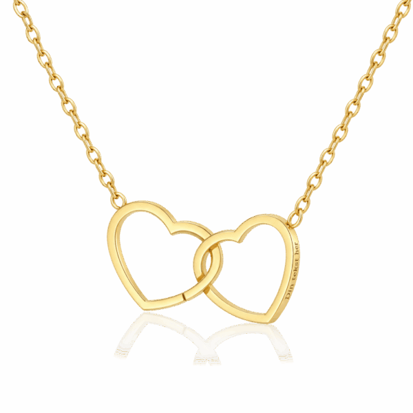 Wasserfeste Doppelherz-Halskette mit 18-Karat-Goldplattierung (PVD)