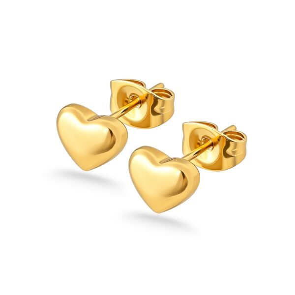 Wasserfeste Herzohrstecker, 6 x 7 mm, 18 Karat PVD-Gold