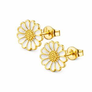 Copenhagen Smykker – Gänseblümchen-Ohrringe, 18 Karat vergoldet – 10 mm