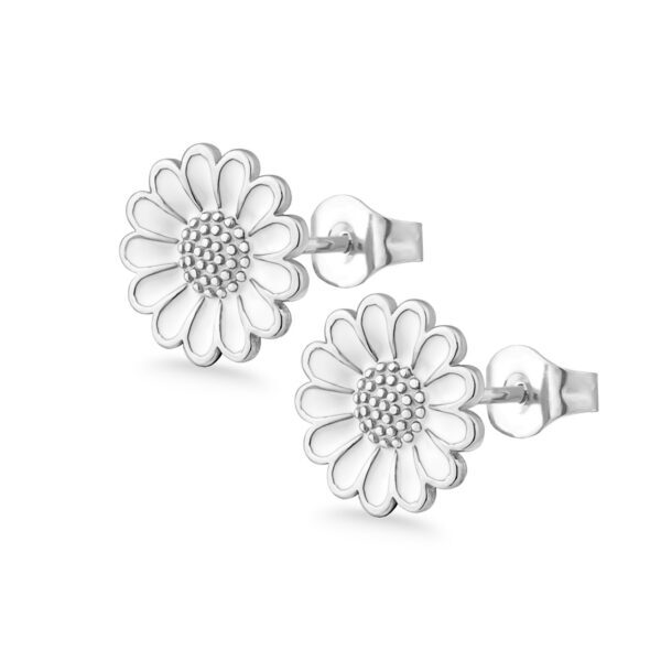 Copenhagen Smykker - Wasserfeste Gänseblümchen-Ohrringe aus silberplattiertem Stahl (PVD), 10 mm