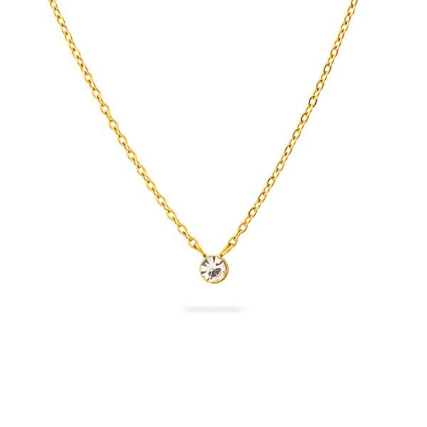 Wasserfeste Solitär-Halskette mit Zirkonia in 18 Karat PVD-Gold