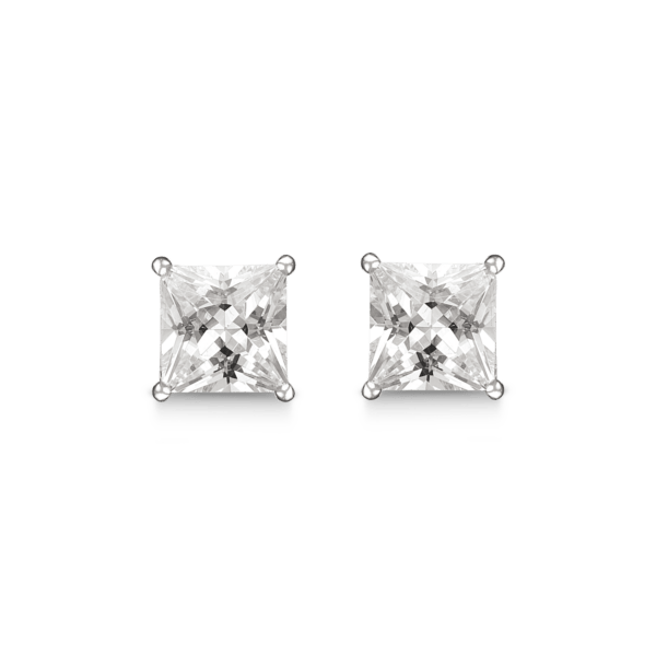 Silberohrstecker rhodiniert mit facettiertem Zirkonia in 4 Krallen. Abmessungen: 6mm.
