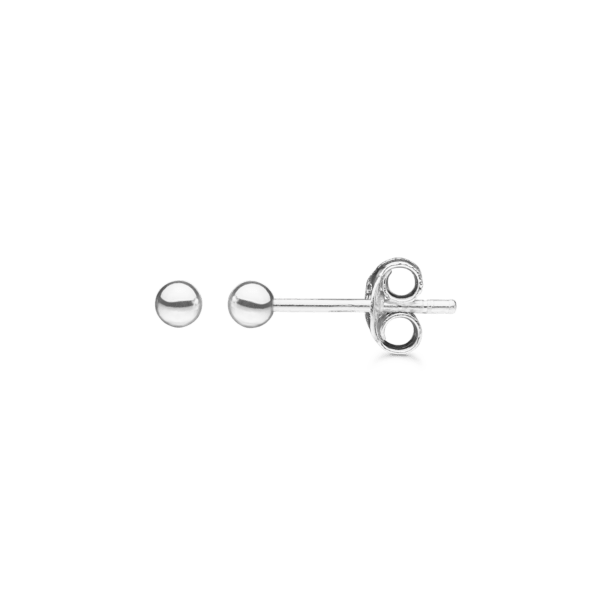 Silberne Ohrringkugel. Maße: 3 mm.