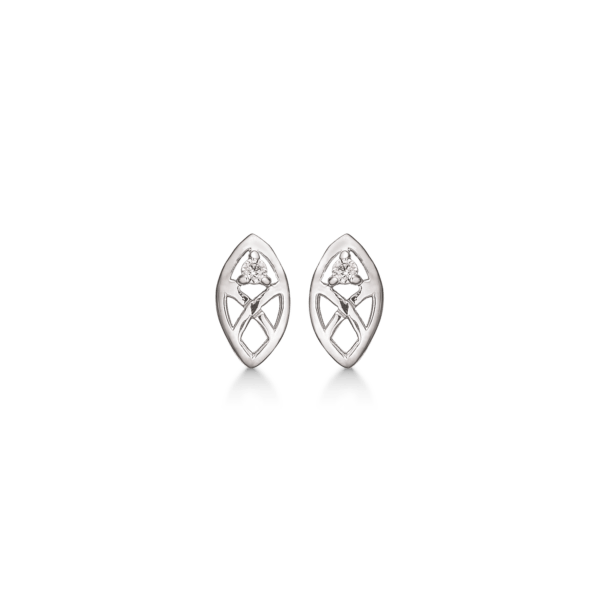 Silberne Ohrstecker rhodinierte Öse mit Kreuz und facettiertem Zirkonia.
