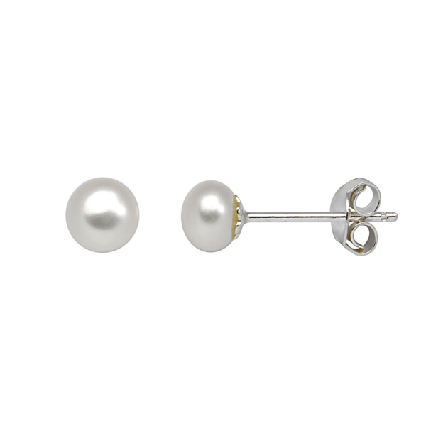 Klassische Perlenohrringe in Silber 5 mm.