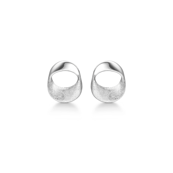 Silberohrringe, rhodinierter Kreis, matt und glänzend.