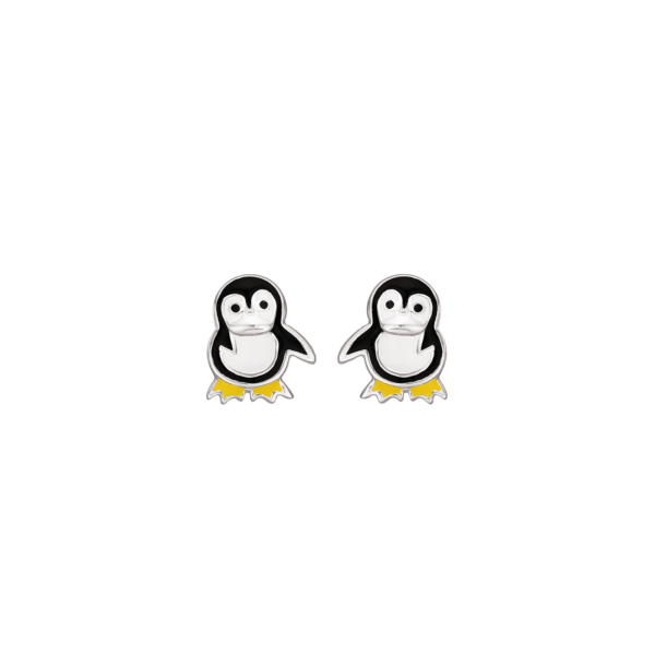 Silberohrringe Pinguin mit bleifreier Emaille.