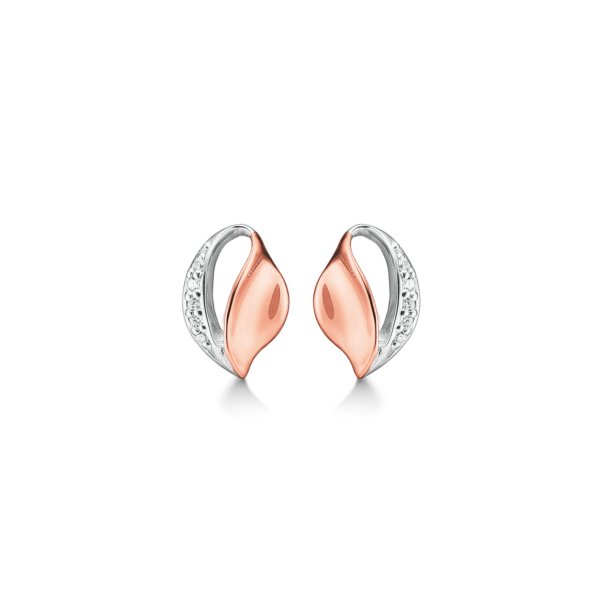 Silberohrring rhodiniert/rosévergoldete Öse mit facettiertem Zirkonia auf einer Seite.