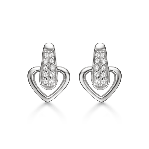 Silberohrring rhodiniertes Herz mit facettiertem Zirkonia.