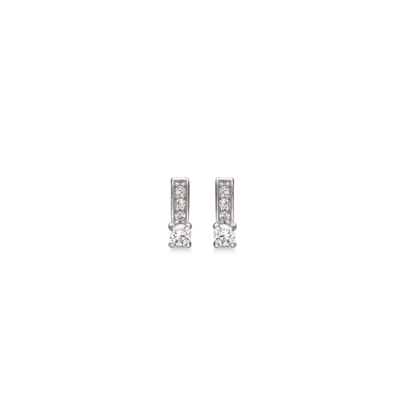 Silberne Ohrstecker rhodinierter facettierter Zirkonia in 4 Krallen mit 3 oben.