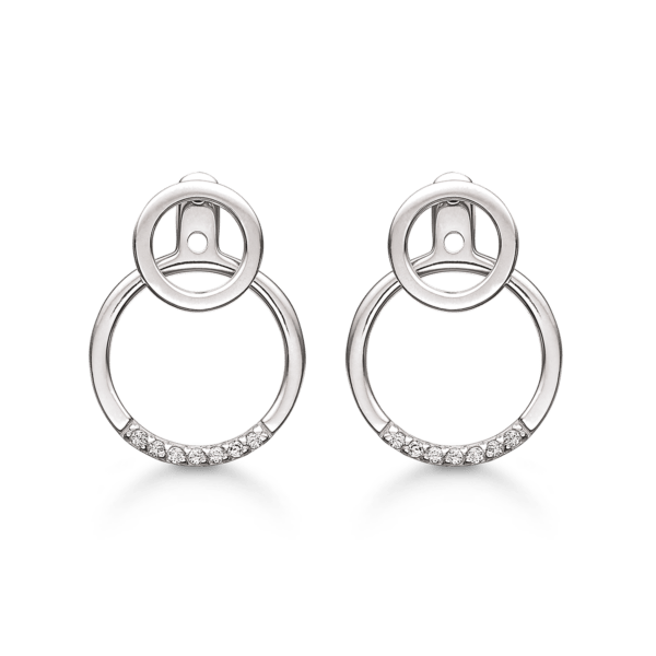 Silberohrstecker rhodiniert 2-in-1 Kreise mit facettierten Zirkonia.